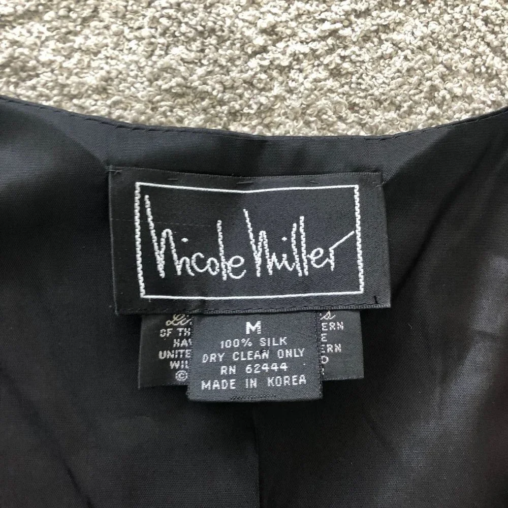 VINTAGE Nicole Miller Silk Vest Flip‎ Phones Red Medium Y2K 1990s Graphic Lined